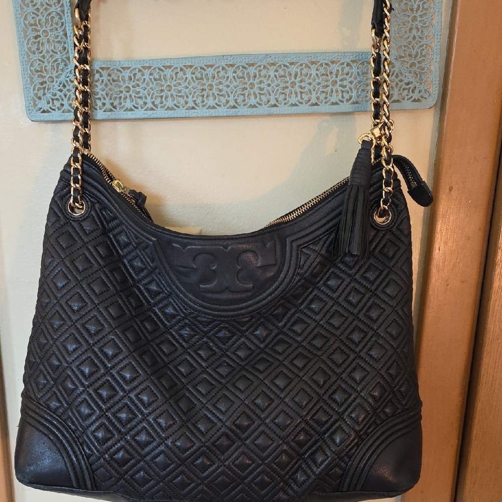 Tory Burch Black Quilted Shoulder Bag- Used